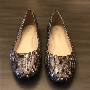 Antonio Melani silver sparkle flats